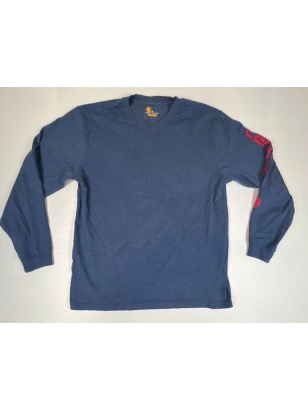 Carhartt Men’s Long Sleeve T-Shirt Blue Original Fit Logo Sleeve Size M